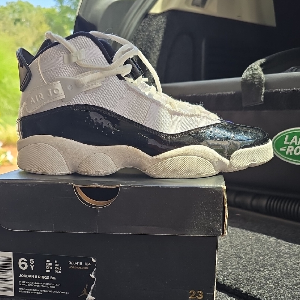 Jordan Kids 6 Rings Black and White Sneakers